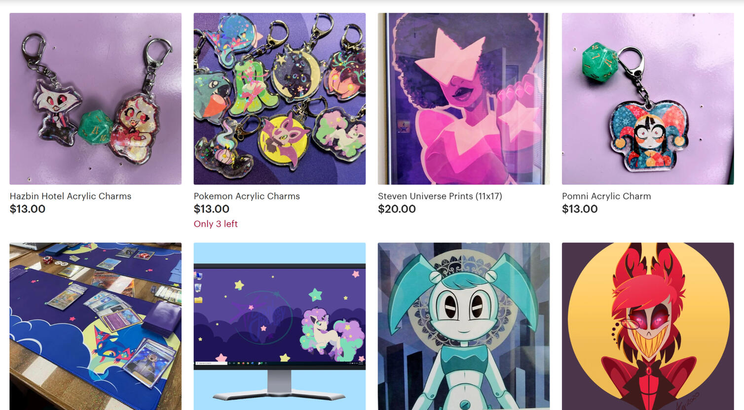 Check out my Etsy where you can support me by buying homemade products, like prints, keychains, and sticker sheets!