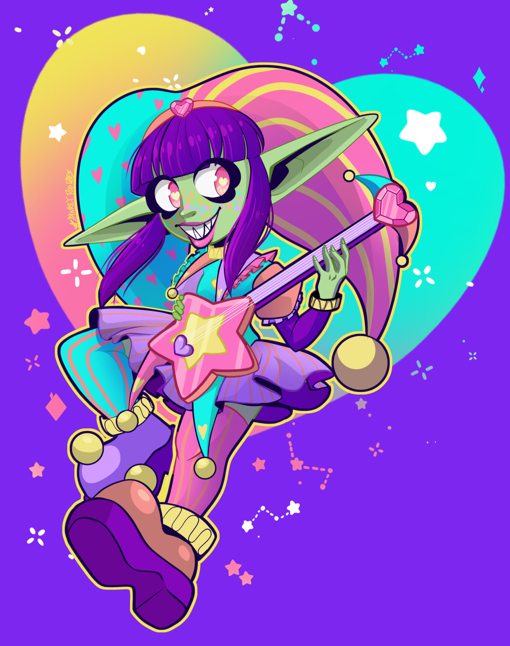 Tiyra's Jester themed magical girl outfit - I settled on the far right as her final design but it is now canon in her campaign t Tiyra's Jester themed magical girl outfit - I settled on the far right as her final design but it is now canon in her campaign that she can switch her outfit per transformation.